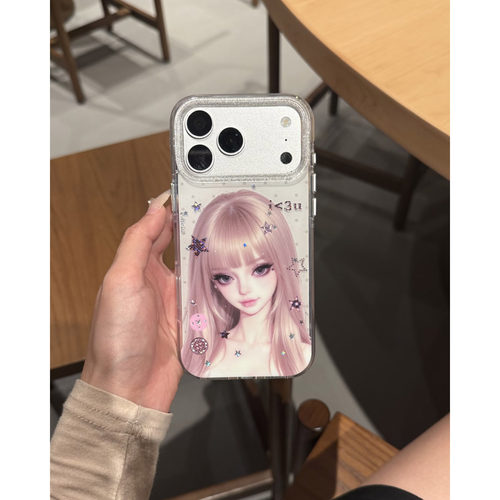 韩系甜酷金发少女苹果全包防摔壳