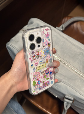 韩系ins可爱细闪满屏拓麻歌子适用苹果17promax手机壳iphone16pro新款15卡通14高级感13女17全包防摔保护套软