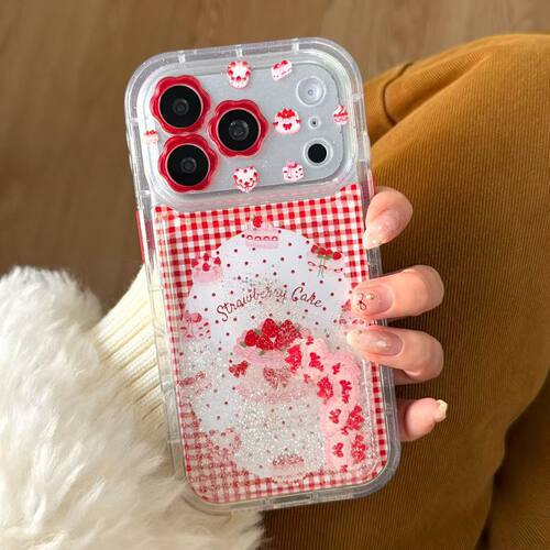 草莓蛋糕闪粉iPhone手机壳防摔新