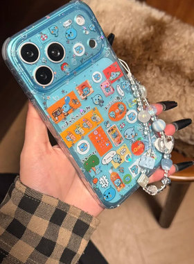 小众高级感闪粉星星满屏酷儿适用于17promax苹果16手机壳全包边iPhone15防摔保护套16promax个性iPhone14潮壳