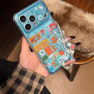 小众高级感闪粉星星满屏酷儿适用于17promax苹果16手机壳全包边iPhone15防摔保护套16promax个性iPhone14潮壳