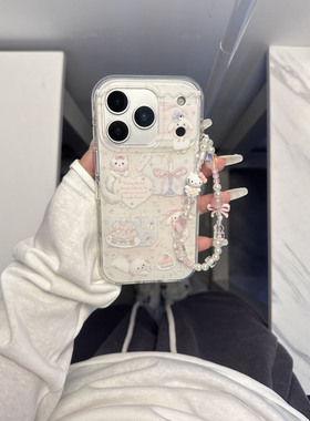 韩系ins甜美烛光点心猫咪适用苹果17promax手机壳iphone16pro新款15卡通14高级感13少女心17全包防摔保护套软