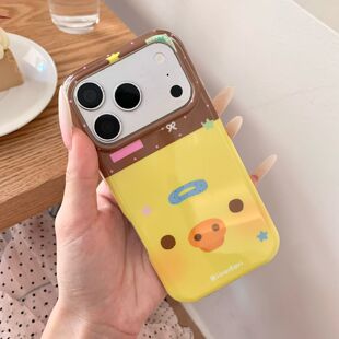 韩系ins风可爱拼接鼻孔鸡适用苹果17promax手机壳iphone16pro新款15卡通14高级感13女款17全包防摔保护套软壳