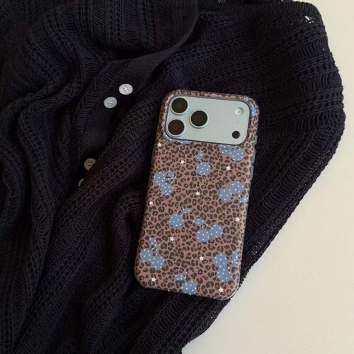 韩系ins风豹纹底波点樱桃适用苹果18promax手机壳iphone17pro新款16小众15高级感17少女心18全包防摔保护套软