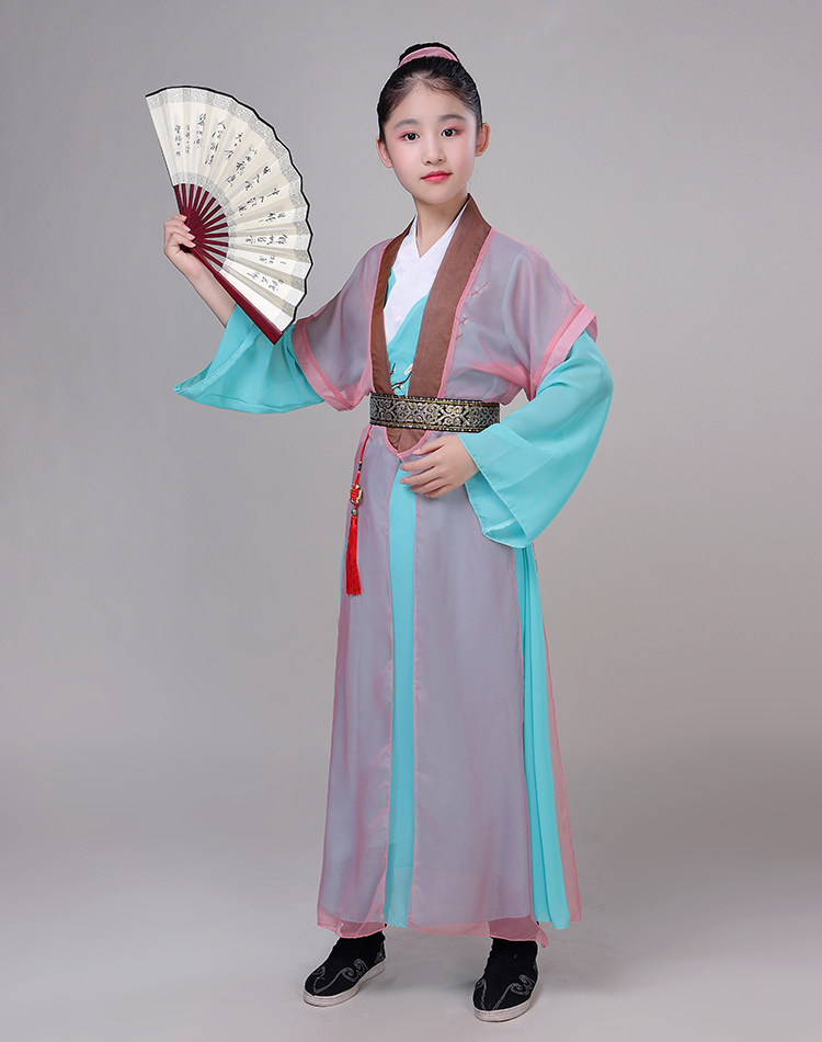 纸扇书生舞蹈演出服儿童古装汉服新款国学服装书童衣服古典舞飘逸