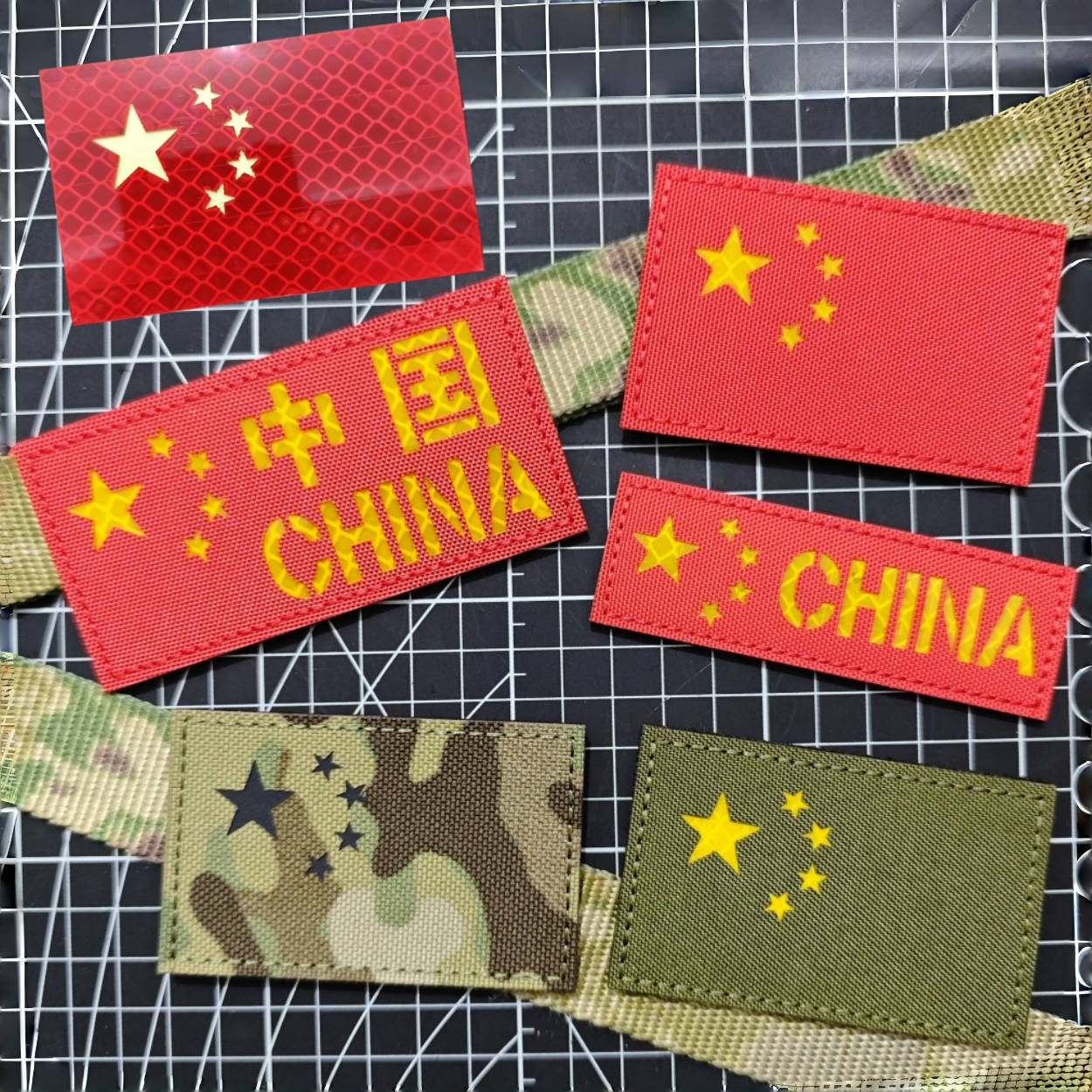 反光激光切割旗帜魔术贴章 夜光长方形士气章 雕刻徽章布贴背包贴