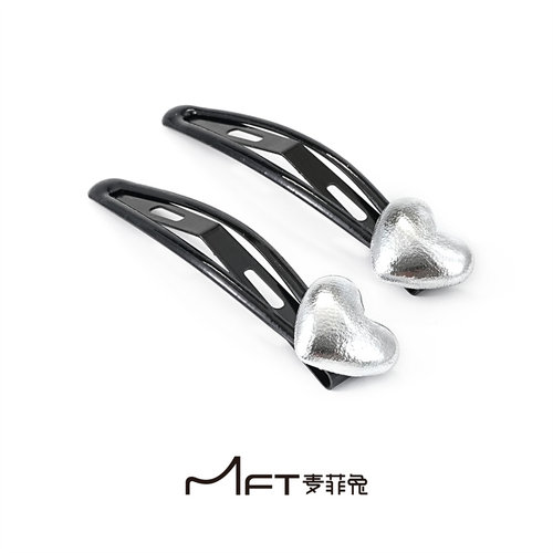皮质爱心BB夹清冷风甜酷女哑光侧边夹简约百搭碎发刘海夹发饰