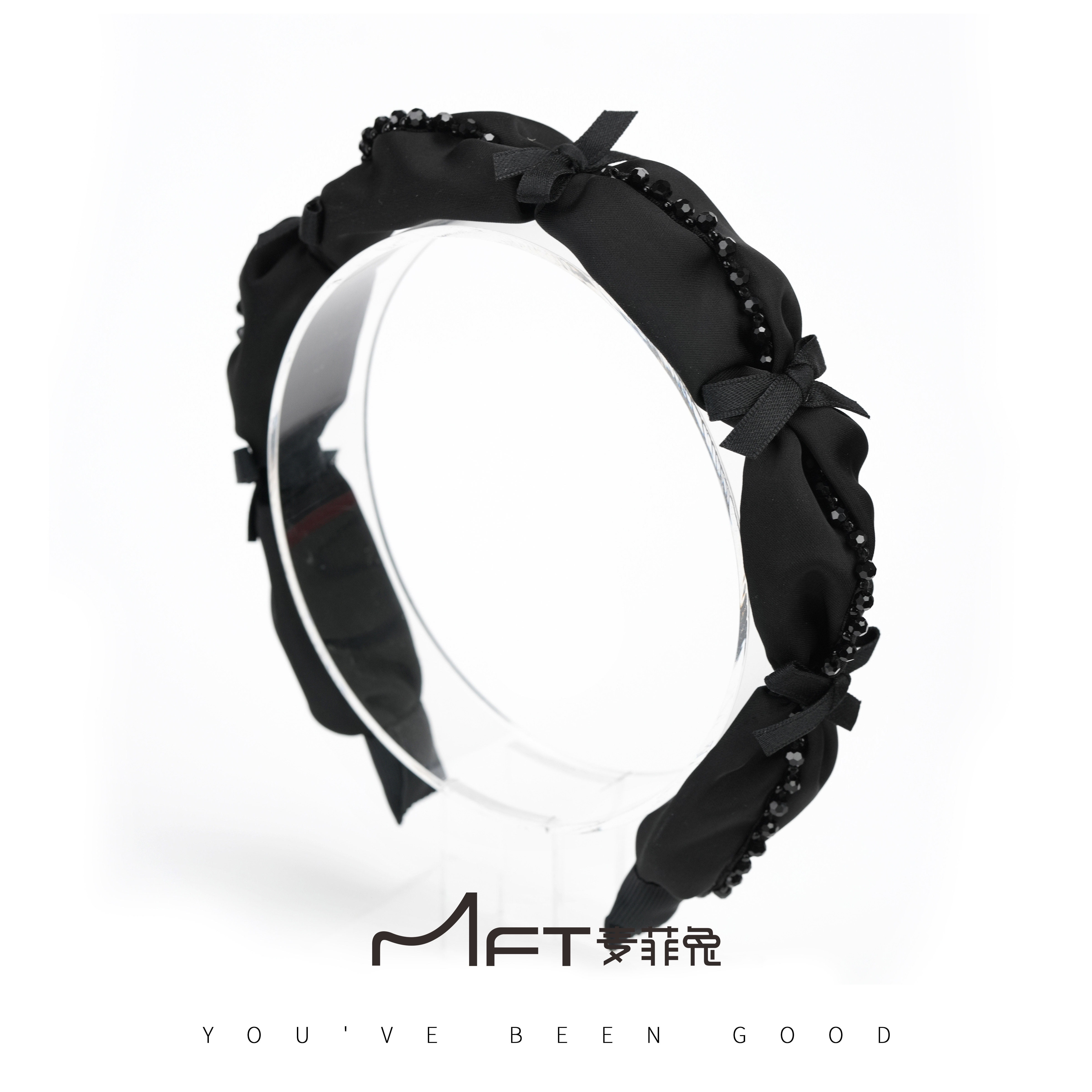 褶皱纯色头饰兰壹壹静布艺气质