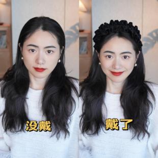 兰壹壹神秘女侠丝绒发箍秋冬简约高级感黑色钻钻发箍