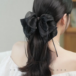 兰壹壹芷薇抓夹古典复古2024新款 超仙懒人多层蝴蝶结显发量发夹
