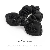 兰壹壹花语发圈黑色缎面蝴蝶结发圈高弹力不伤发轻松束发发绳发饰