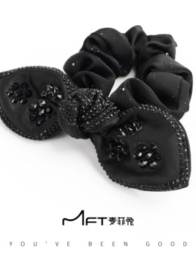 兰壹壹花语发圈黑色缎面蝴蝶结发圈高弹力不伤发轻松束发发绳发饰