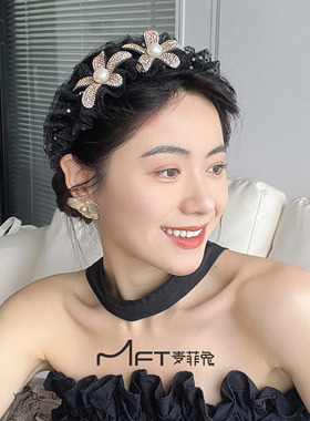 兰壹壹静心花发箍2024春夏新款重工满钻花朵蕾丝高级感防滑发箍