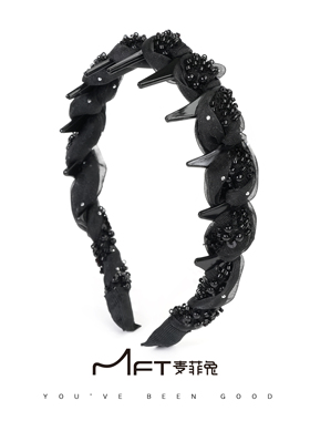 黑色高颅顶防滑不勒头锯齿水晶发箍职业通勤百搭星沉发箍发饰