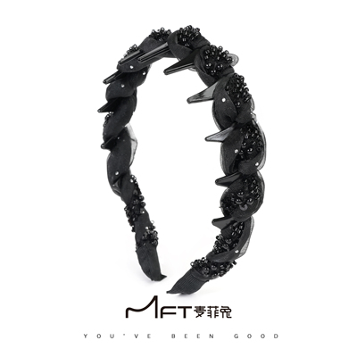 兰壹壹星沉发箍手工串珠缠绕高颅顶波浪锯齿职业气质发饰2025新款