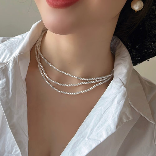 洱海韩式新款超仙气质三层项链层次感时尚锁骨链通勤百搭