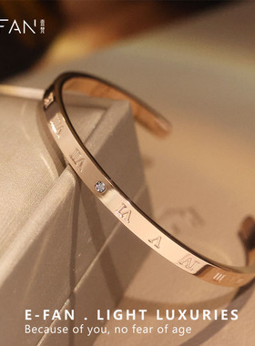 罗马手镯金色钛钢轻奢时尚设计感大小可调节ins商务百搭手镯