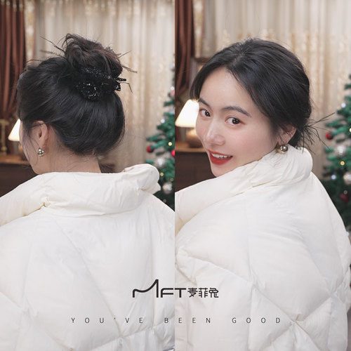 兰壹壹2024秋冬新款羽毛抓夹厚外套盘发神器发饰羽粼丸子夹