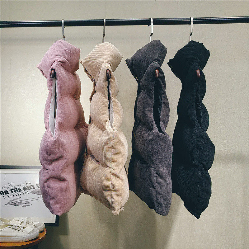 秋冬季大码胖MM宽松短款马甲背心外套高领百搭面包服女装坎肩马夹