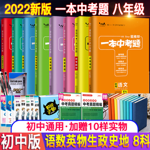 一本中考题 中考复习资料套装 8八年级语文数学英语化学政治历史共8本全套一本涂书专项训练初中初二中考总复习 2022版 星推荐