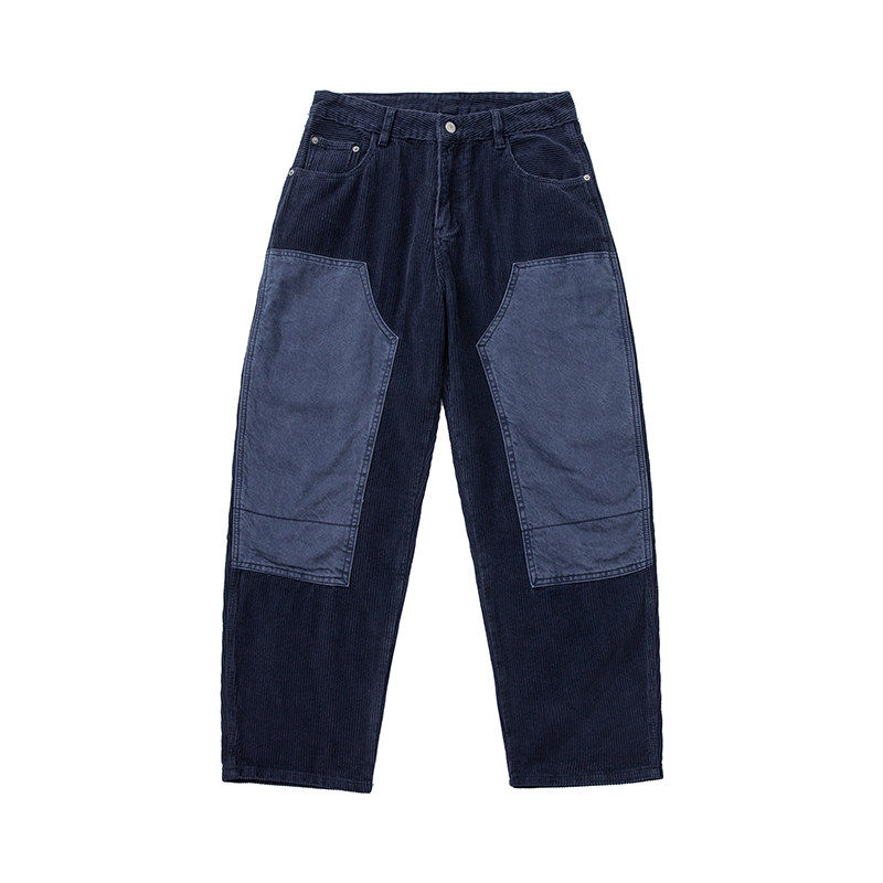 美式复古潮牌纯棉拼接灯芯绒长裤男宽松百搭微锥形工装伐木休闲裤,男装,牛仔裤,淘宝优惠券,粉丝福利购,淘宝优惠卷