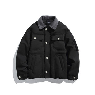 美式复古撞色翻领工装羽绒服男款冬季新款90白鸭绒新国标宽松外套