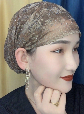 遮白发帽薄款遮前额白发的头饰夏天遮盖神器纱巾头巾包头妈妈帽女