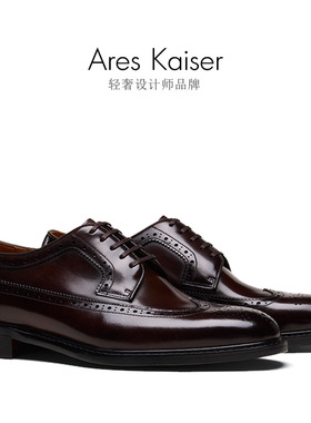 H52602雕花大圆头德比鞋男商务正装皮鞋琴底真皮大底