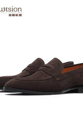 M30108便士乐福鞋男休闲男鞋英伦反绒皮鞋真皮一脚蹬