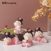 古风格 饰唐小圆玩偶房间桌面摆设女孩生日礼物 格小摆件创意家居装