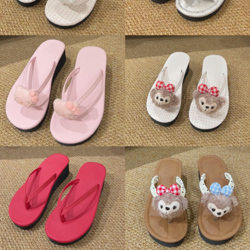 吴林萌主「5cm坡跟」hellokitty女夏外穿拖鞋沙滩海边厚底人字拖