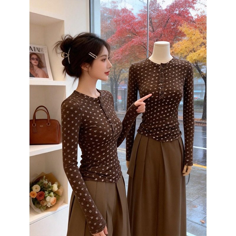 大码胖mm设计感碎花气质长袖T恤女2026春秋新款辣妹内搭打底上衣,女装/女士精品,大码内搭,淘宝优惠券,粉丝福利购,淘宝优惠卷