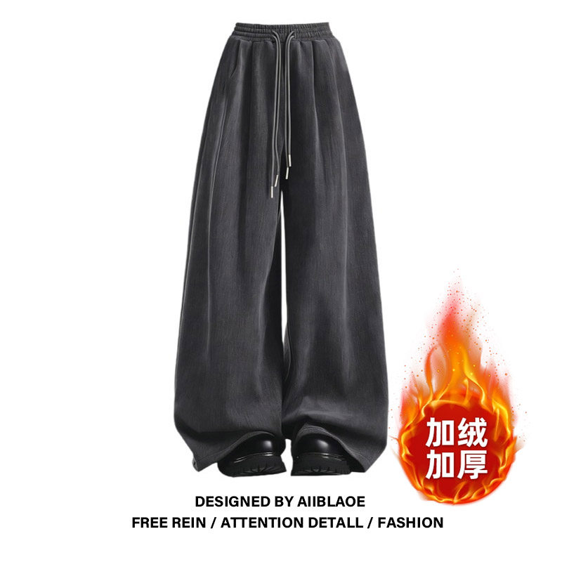 大码胖mm美式复古显瘦休闲裤女秋冬新款设计感抽绳宽松百搭阔腿裤,女装/女士精品,大码裤装,淘宝优惠券,粉丝福利购,淘宝优惠卷