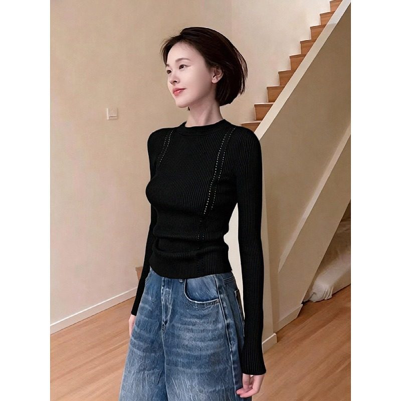 大码法式镂空针织打底衫女秋冬季胖mm显瘦修身内搭高级感气质上衣,女装/女士精品,大码内搭,淘宝优惠券,粉丝福利购,淘宝优惠卷