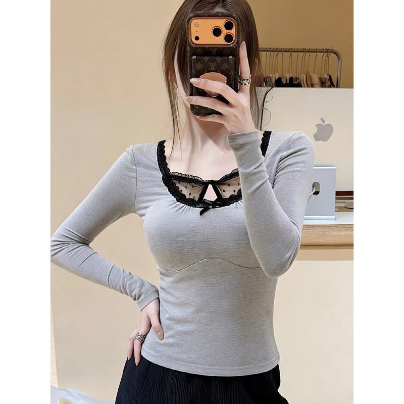 大码胖mm网纱拼接内搭打底衫长袖t恤女秋冬显瘦掐腰气质辣妹上衣,女装/女士精品,大码内搭,淘宝优惠券,粉丝福利购,淘宝优惠卷