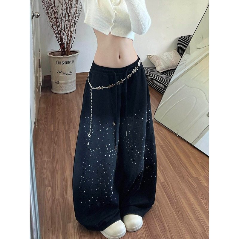 大码胖mm渐变星空烫钻运动裤卫裤女秋冬宽松百搭显瘦休闲拖地长裤,女装/女士精品,大码裤装,淘宝优惠券,粉丝福利购,淘宝优惠卷