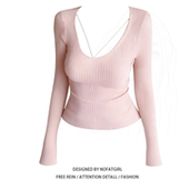 显瘦内搭打底长袖 大码 上衣 新款 修身 胖mm温柔粉色V领针织衫 女秋季