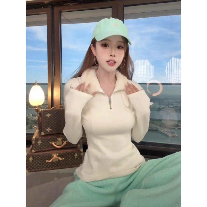 大码美式半拉链毛领长袖T恤女秋冬季胖mm加绒加厚打底衫正肩上衣,女装/女士精品,大码内搭,淘宝优惠券,粉丝福利购,淘宝优惠卷