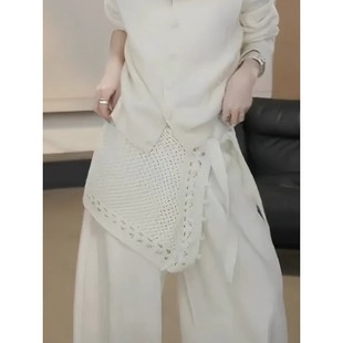 大码胖mm高级感叠穿针织屁帘女秋冬季新款镂空设计感时尚百搭披肩