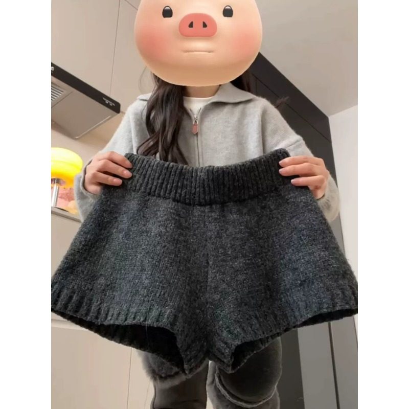 大码胖MM灰色高腰阔腿毛呢裤女2026新款显瘦提臀松紧腰针织短裤子,女装/女士精品,大码裤装,淘宝优惠券,粉丝福利购,淘宝优惠卷