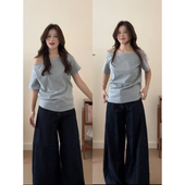 胖mm斜肩短袖 t恤女装 2025夏季 大码 新款 辣妹纯欲风一字领露肩上衣