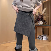 大码 遮肉显瘦韩系半裙 新款 微胖MM女装 设计感灰色麻花针织屁帘冬季