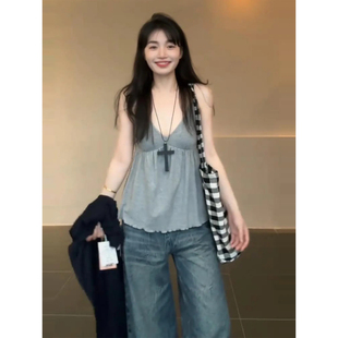内搭外穿夏日清凉上衣 显瘦女装 大码 微胖MMV领吊带背心女宽松夏季