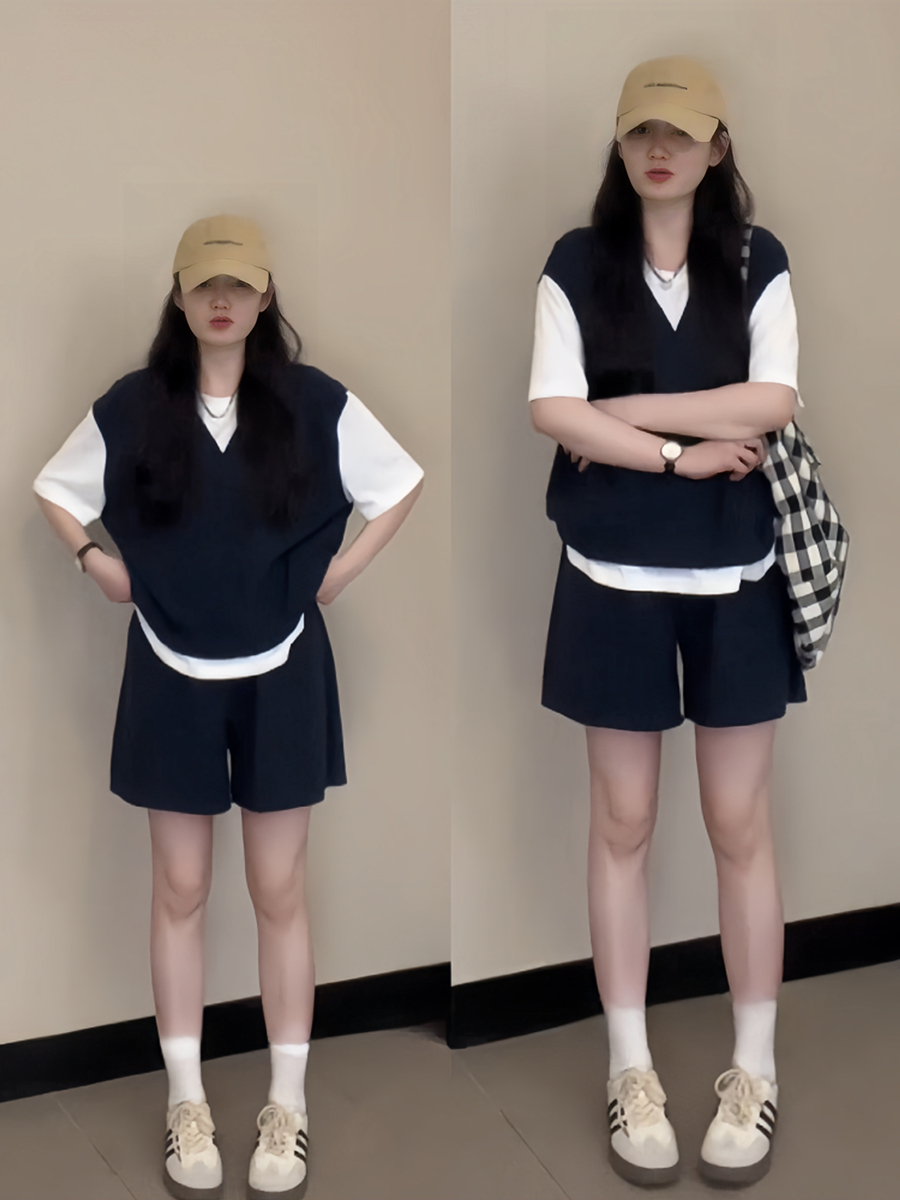 大码胖mm韩系宽松撞色假两件上衣女2025夏季新款遮肉显瘦短袖T恤