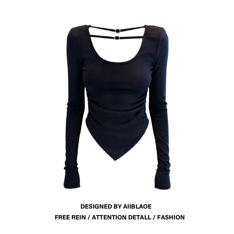 大码胖mm气质设计感皱褶长袖T恤女秋冬季修身显瘦内搭打底衫上衣,女装/女士精品,大码内搭,淘宝优惠券,粉丝福利购,淘宝优惠卷