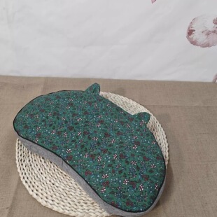 老粗布网红抖音猫耳枕枕套枕头成人儿童荞麦壳艾草月牙形颈椎枕头