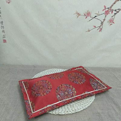 锦缎金边长方形枕套荞麦皮枕头四季用拉链设计方便拆洗