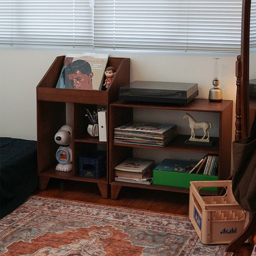 胡桃色收纳柜电视柜实木床头窄柜