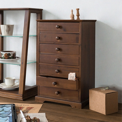 实木复古收纳柜做旧书桌面储物盒