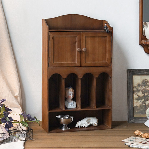 闻森实木桌面学生复古做旧盲盒柜